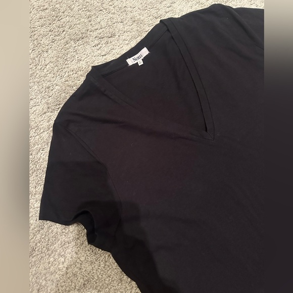 Noul (Oak and Fort brand) Cotton V-Neck T-Shirt Dress w Side Slit - Black Size S - Picture 3 of 7